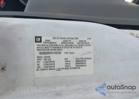 2005 Chevrolet Express z USA, uszkodzony, nr VIN 1GCGG25V751102729